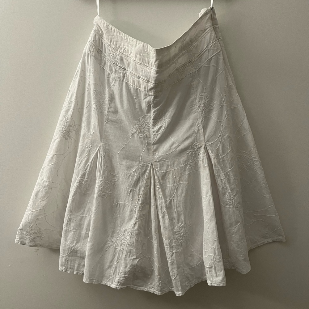 Vintage 100% Cotton Cottagecore Embroidered Midi Skirt